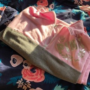 Pink quarter zip cropped pullover